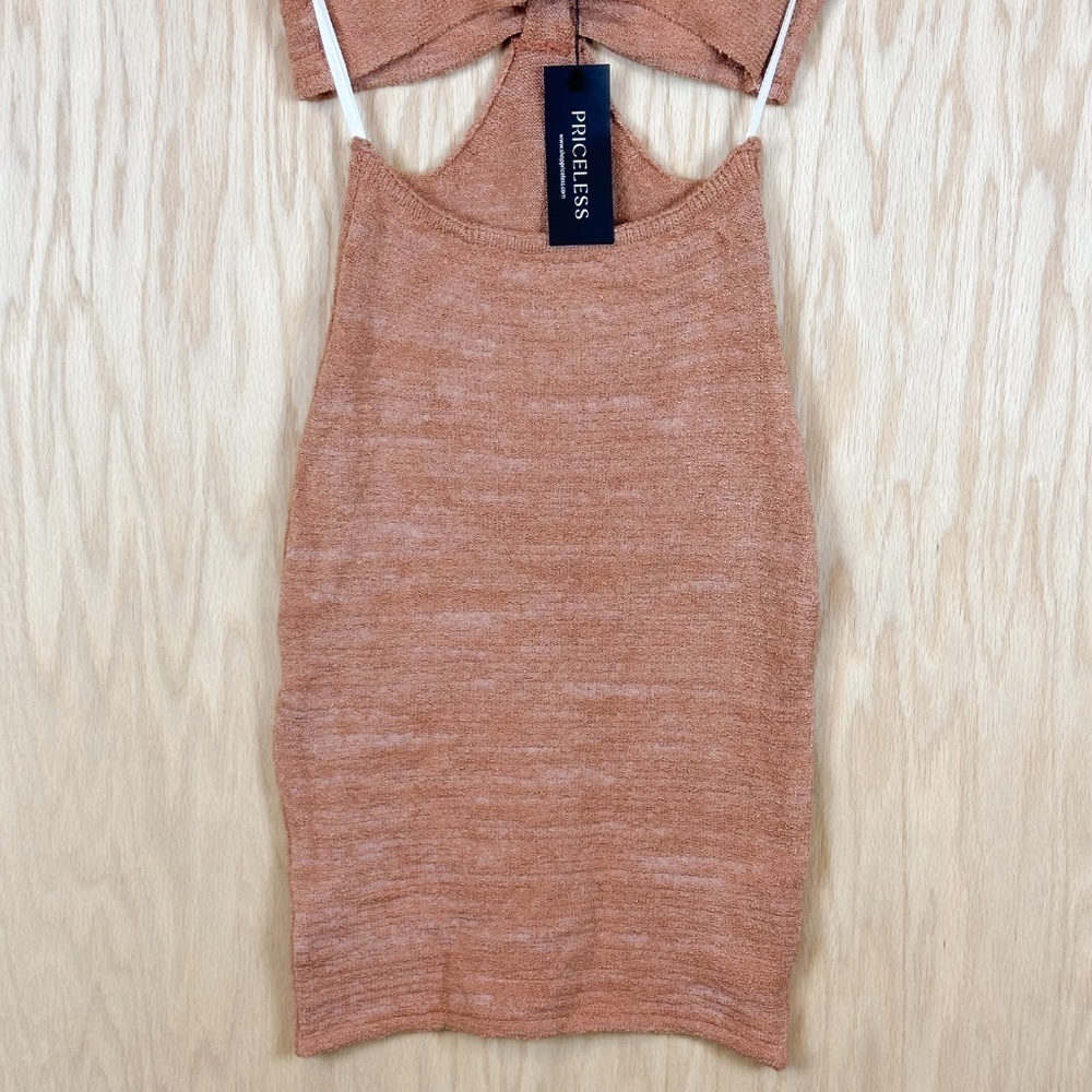 Priceless Rust Knit Cutout Bodycon Dress - Picture 7 of 9
